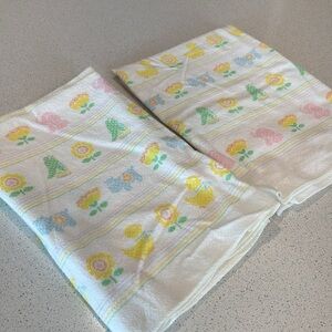 Set of two vintage Riegel duck baby flannel receiving blankets